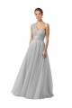 Argent Trapèze Tulle Longue Robes demoiselle d'honneur à Bas Prix