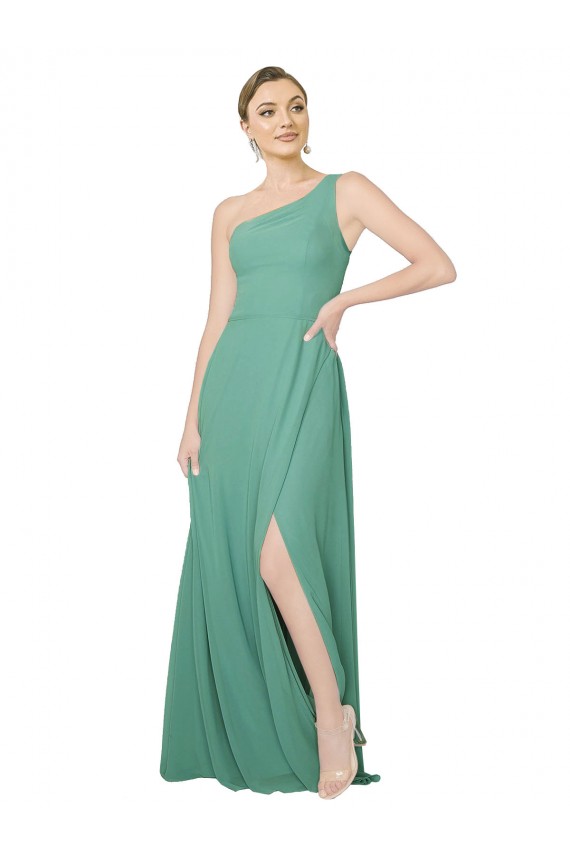 Argent islandais Trapèze Sans bretelle Mousseline Longue Robes demoiselle d'honneur à Bas Prix