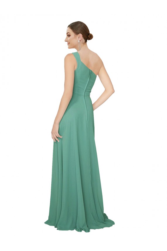 Argent islandais Trapèze Sans bretelle Mousseline Longue Robes demoiselle d'honneur à Bas Prix