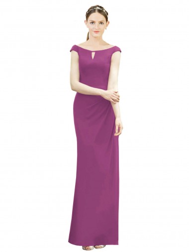 Baie sauvage Sirène Col Bateau Col Haut Mousseline Longue Robes demoiselle d'honneur à Bas Prix