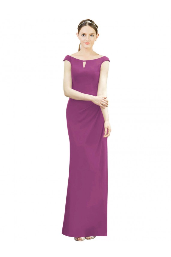 Baie sauvage Sirène Col Bateau Col Haut Mousseline Longue Robes demoiselle d'honneur à Bas Prix