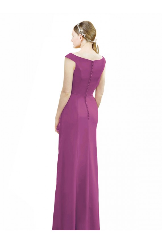 Baie sauvage Sirène Col Bateau Col Haut Mousseline Longue Robes demoiselle d'honneur à Bas Prix