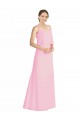 Barely Rose Trapèze Bretelles spaghetti Mousseline Longue Robes demoiselle d'honneur à Bas Prix