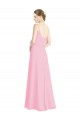 Barely Rose Trapèze Bretelles spaghetti Mousseline Longue Robes demoiselle d'honneur à Bas Prix