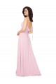 Barely Rose Trapèze Col V Mousseline Longue Robes demoiselle d'honneur à Bas Prix