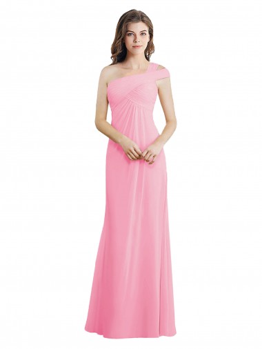 Barely Rose Trapèze Mousseline Longue Robes demoiselle d'honneur à Bas Prix