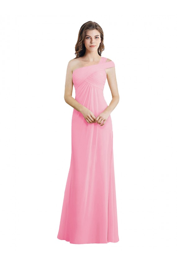Barely Rose Trapèze Mousseline Longue Robes demoiselle d'honneur à Bas Prix