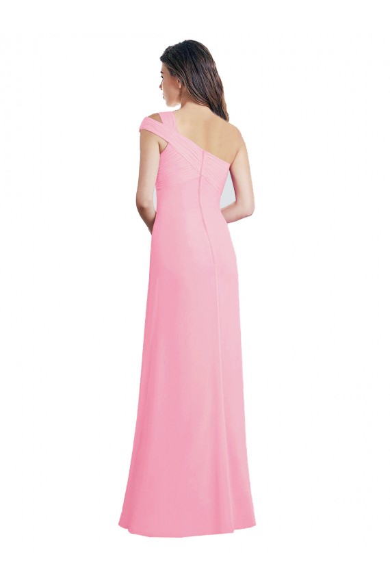 Barely Rose Trapèze Mousseline Longue Robes demoiselle d'honneur à Bas Prix