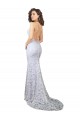 Blanc Fourreau Col Haut Balayage train Dentelle Robes de mariée à Bas Prix