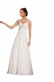 Blanc Fourreau Col V Mousseline Dentelle Robes de mariée à Bas Prix