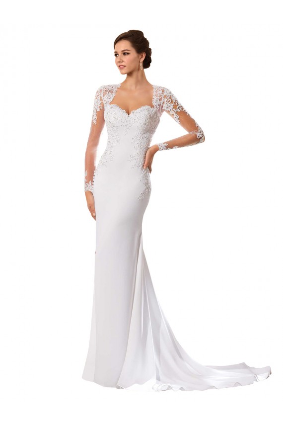 Blanc Fourreau Mousseline Dentelle Robes de mariée à Bas Prix