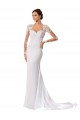 Blanc Fourreau Mousseline Dentelle Robes de mariée à Bas Prix