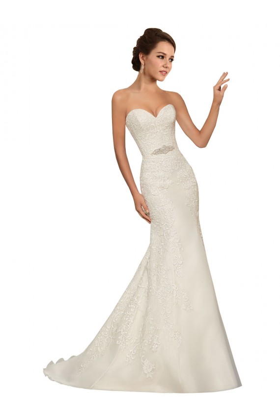 Blanc Fourreau Tulle Dentelle Robes de mariée à Bas Prix