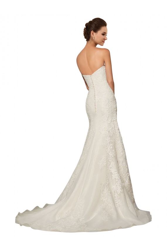 Blanc Fourreau Tulle Dentelle Robes de mariée à Bas Prix