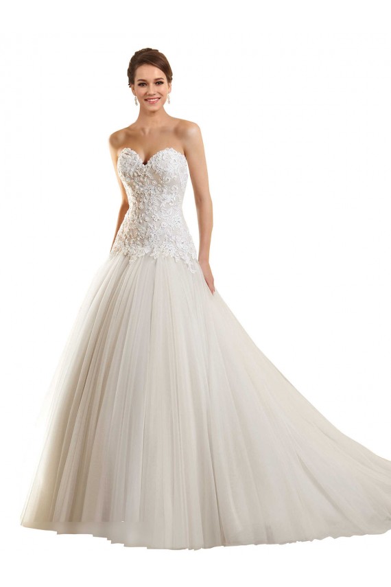 Blanc Princesse Tulle Dentelle Robes de mariée à Bas Prix