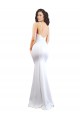 Blanc Sirène Bretelles spaghetti Col Haut Crêpe Stretch Longue Formelles Robes demoiselle d'honneur / Robes de soirée / Robes de bal à Bas Prix