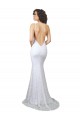 Blanc Sirène Col Haut Balayage train Dentelle Robes de mariée à Bas Prix
