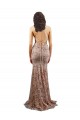 Or rose Sirène Col V Crêpe Stretch Paillette Tulle Longue Formelles Robes demoiselle d'honneur / Robes de soirée / Robes de bal à Bas Prix