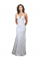 Blanc Sirène Col V Crêpe Stretch Paillette Tulle Longue Formelles Robes demoiselle d'honneur / Robes de soirée / Robes de bal à Bas Prix