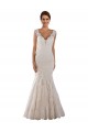 Blanc Sirène Col V Dentelle Robes de mariée à Bas Prix