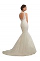 Blanc Sirène Col V Tulle Dentelle Robes de mariée à Bas Prix