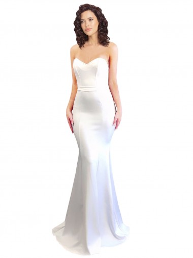 Blanc Sirène Sans bretelle Col Haut Crêpe Stretch Longue Formelles Robes demoiselle d'honneur / Robes de soirée / Robes de bal à Bas Prix