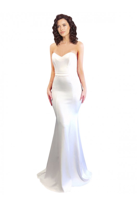 Blanc Sirène Sans bretelle Col Haut Crêpe Stretch Longue Formelles Robes demoiselle d'honneur / Robes de soirée / Robes de bal à Bas Prix