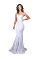 Blanc Sirène Sans bretelle Col Haut Crêpe Stretch Simple Plage Robes de mariée à Bas Prix