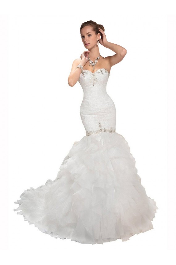 Blanc Sirène Tulle Robes de mariée à Bas Prix