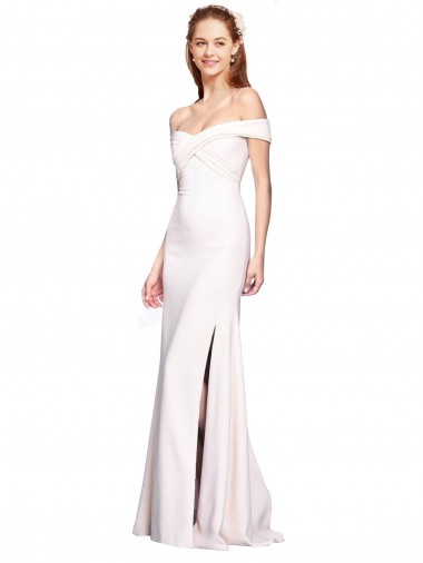 Blanc Sirène Épaule Dénudée Crêpe Stretch Longue Formelles Robes demoiselle d'honneur / Robes de soirée / Robes de bal à Bas Prix