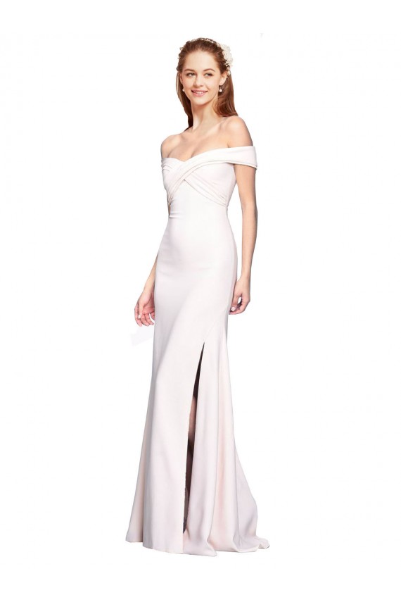 Blanc Sirène Épaule Dénudée Crêpe Stretch Longue Formelles Robes demoiselle d'honneur / Robes de soirée / Robes de bal à Bas Prix