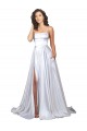 Blanc Trapèze Bretelles spaghetti Satiné Stretch Simple Plage Robes de mariée à Bas Prix