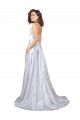 Blanc Trapèze Bretelles spaghetti Satiné Stretch Simple Plage Robes de mariée à Bas Prix