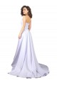 Blanc Trapèze Crêpe Stretch Simple Plage Robes de mariée à Bas Prix