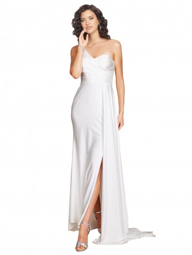 Blanc Trapèze Satiné Soyeux Robes de mariée à Bas Prix
