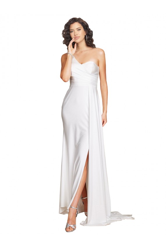 Blanc Trapèze Satiné Soyeux Robes de mariée à Bas Prix