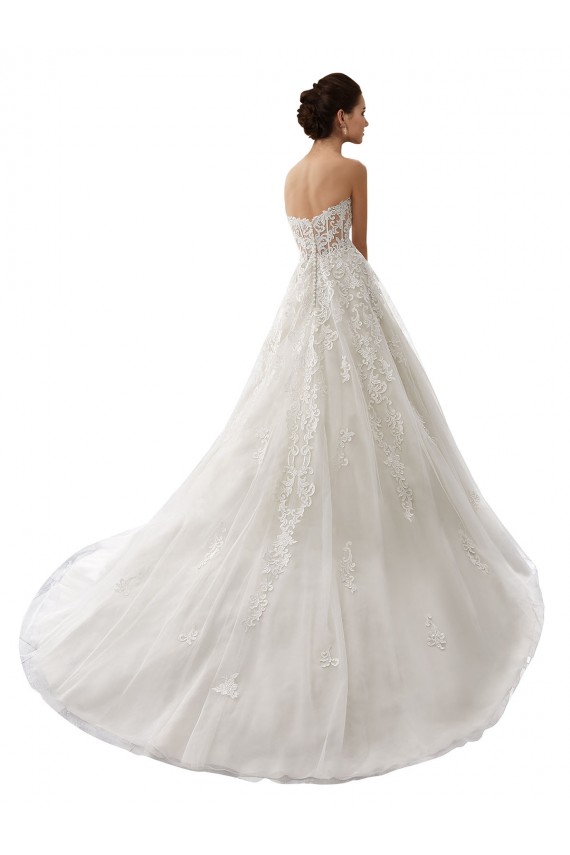 Blanc Trapèze Tulle Dentelle Robes de mariée à Bas Prix