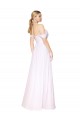 Blanc Trapèze Épaule Dénudée Mousseline Longue Formelles Robes demoiselle d'honneur / Robes de soirée / Robes de bal à Bas Prix