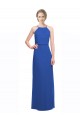 Bleu 135 Trapèze Bretelles spaghetti Mousseline Longue Robes demoiselle d'honneur à Bas Prix