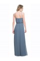 Bleu 135 Trapèze Bretelles spaghetti Mousseline Longue Robes demoiselle d'honneur à Bas Prix