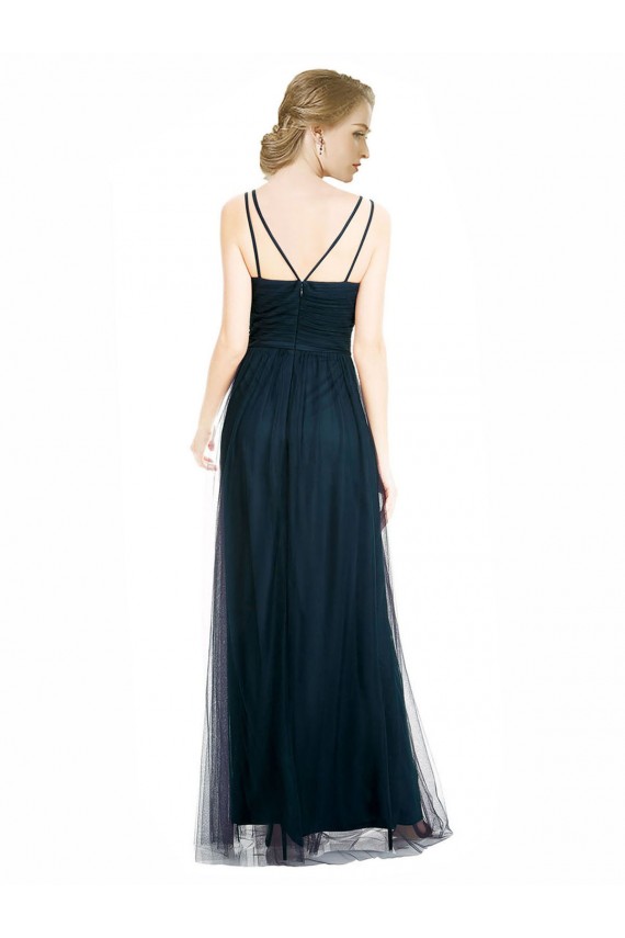Bleu 7 Trapèze Col V Tulle Longue Robes demoiselle d'honneur à Bas Prix
