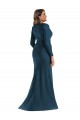 Bleu Atlantic Sirène Col V Satiné Soyeux Longue Formelles Robes demoiselle d'honneur / Robes de soirée / Robes de bal à Bas Prix