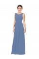 Bleu Windsor Fourreau Illusion Mousseline Longue Robes demoiselle d'honneur à Bas Prix
