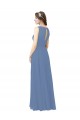 Bleu Windsor Fourreau Illusion Mousseline Longue Robes demoiselle d'honneur à Bas Prix
