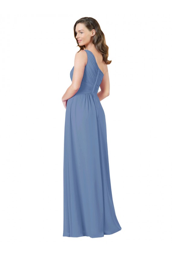 Bleu Windsor Fourreau Mousseline Longue Robes demoiselle d'honneur à Bas Prix