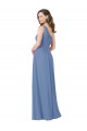 Bleu Windsor Fourreau Mousseline Longue Robes demoiselle d'honneur à Bas Prix