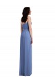 Bleu Windsor Trapèze Bretelles spaghetti Mousseline Longue Robes demoiselle d'honneur à Bas Prix