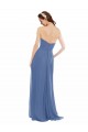 Bleu Windsor Trapèze Sans bretelle Mousseline Longue Robes demoiselle d'honneur à Bas Prix