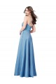 Bleu ciel Fourreau Bretelles spaghetti Col Carré Satiné Longue Formelles Robes demoiselle d'honneur / Robes de soirée / Robes de bal à Bas Prix