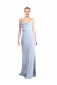Bleu ciel clair Fourreau Col Haut Crêpe Stretch Longue Formelles Robes demoiselle d'honneur / Robes de soirée / Robes de bal à Bas Prix